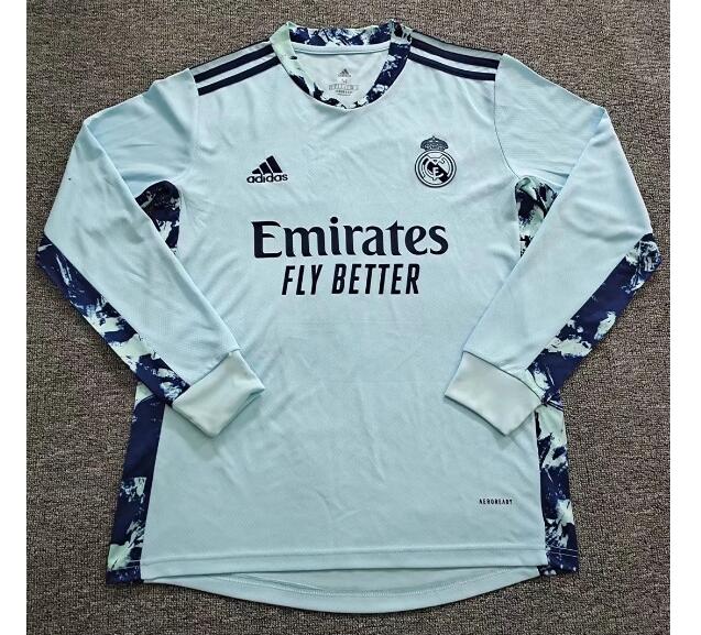 Real Madrid Long Sleeve Blue Goalkeeper Soccer Jersey Shirt 2020/21